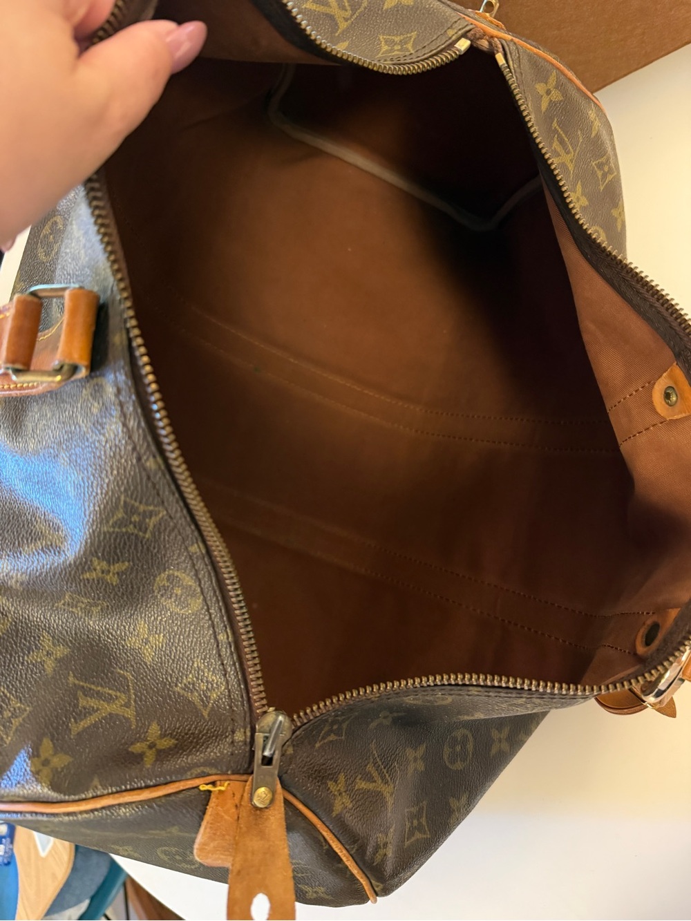 Well Loved 🤎 Louis Vuitton Brown Keepall 50 Travel Duffle Bag Weekender - Picture 12 of 16